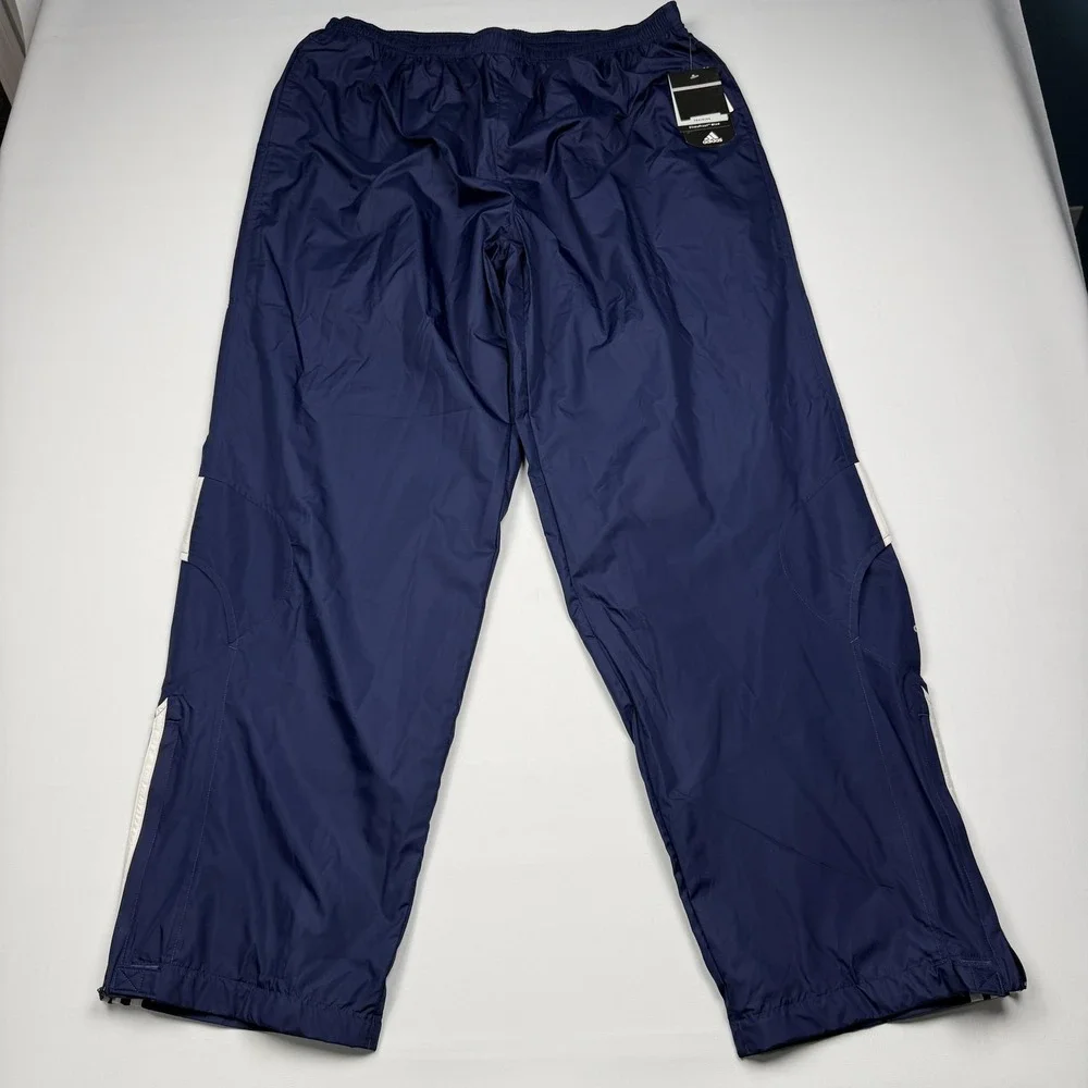 Y2K Adidas ClimaProof Wind Pants Mens 2XL Blue Track Elastic Waist Lined